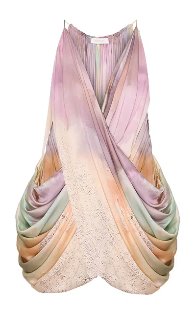 Zimmermann Becoming Draped Silk Mini Dress In Multi