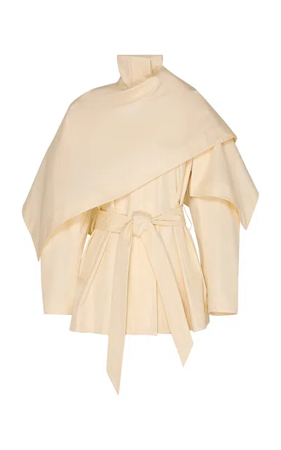 Zimmermann Becoming Drill Draped Cotton Jacket In Neutral