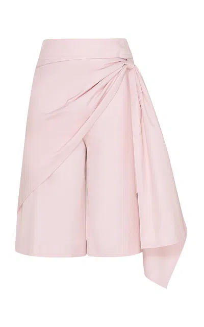 Zimmermann Becoming Drill Draped Cotton Shorts In Pink