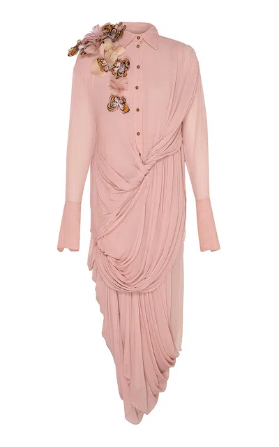 Zimmermann Becoming Feather Draped Silk Dress In Pink