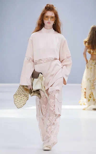 Zimmermann Becoming Lace Utility Cotton-blend Pants In Pink