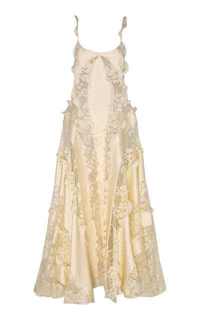 Zimmermann Becoming Spliced Lace Silk-blend Maxi Dress In Multi