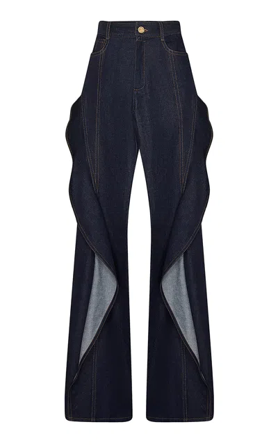 Zimmermann Becoming Wave Flare Cotton Jeans In Blue