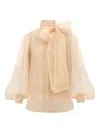 Zimmermann Memento Organza Bow-lace Blouse In Metallic