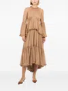 Zimmermann Beige Dress With Ruffles In Multi