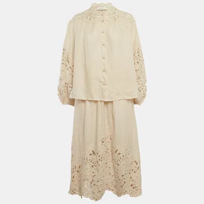 Zimmermann Beige Embroidered Linen Set In Multi