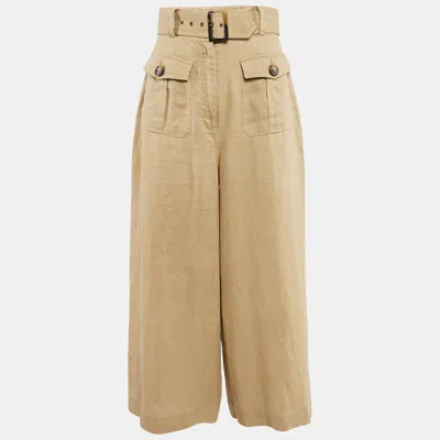 Pre-owned Zimmermann Beige Linen Wide Leg Trousers M