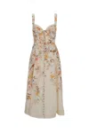 Zimmermann Luna Buttoned Picnic Dress In Cream Songbird In Brown