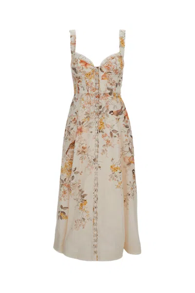 Zimmermann Beige Luna Dress In Brown