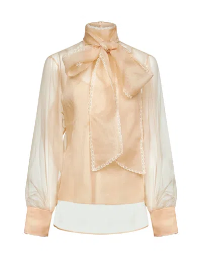 Zimmermann Beige Organza Memento Blouse In Neutral