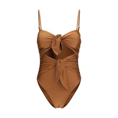 Zimmermann Beige Polyamide One-piece Swimsuit In Brown