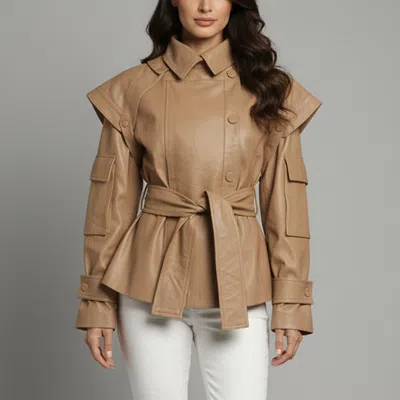Pre-owned Zimmermann Beige Tempest Leather Button Down Jacket S