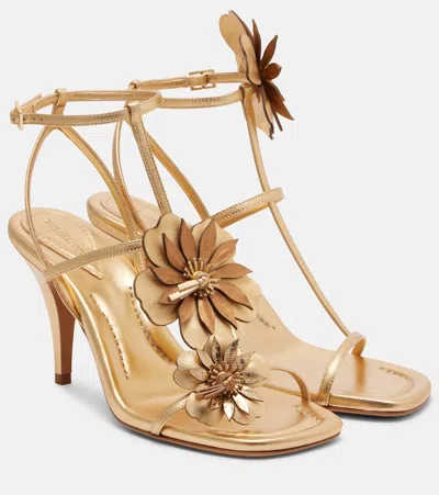Zimmermann Belara Metallic Leather Sandals In Gold