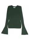 Zimmermann Ribbed Bell-sleeve Sweater In Green