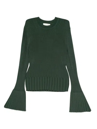 Zimmermann Bell Seeve Rib Sweater In Green