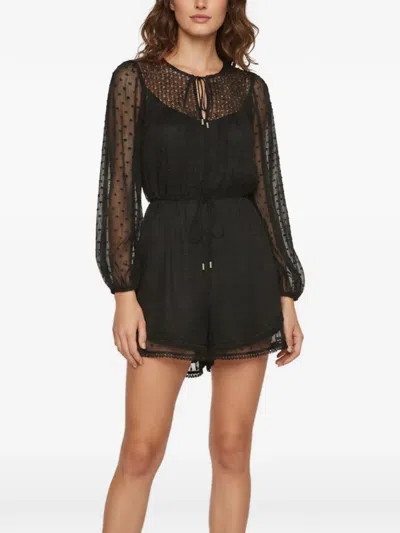 Pre-owned Zimmermann Belle Web Embroidered Playsuit In Black