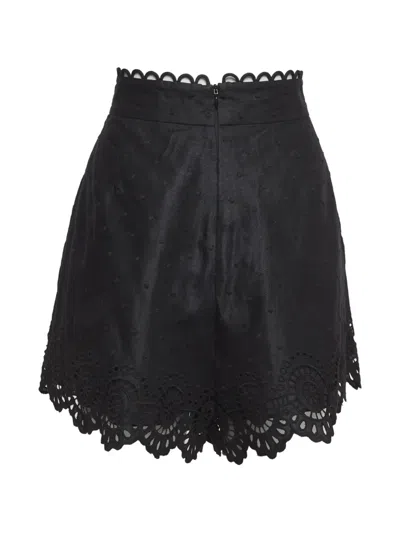 Pre-owned Zimmermann Bellitude Broderie Anglaise Shorts In Black