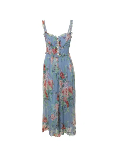 Pre-owned Zimmermann Bellitude Floral-print Jumpsuit In Blue