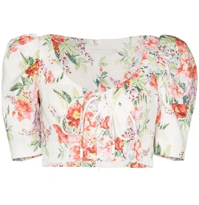 Zimmermann White Bellitude Lace Crop Top