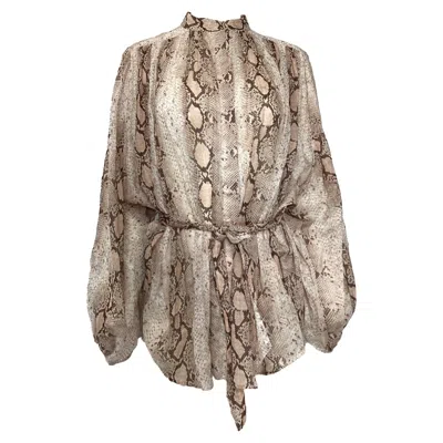 Zimmermann Bellitude Snake Print Blouse In Animal Print Ramie In Multi