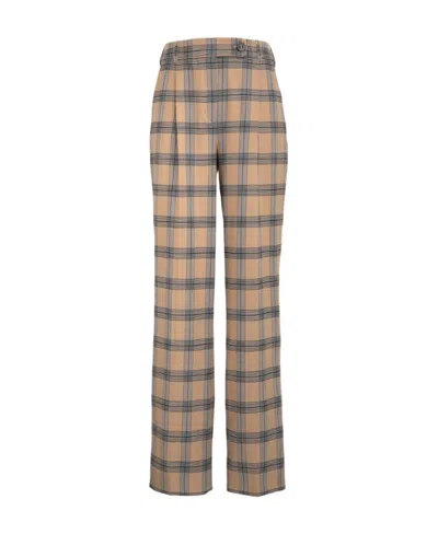 Zimmermann Pleated Checked Twill Wide-leg Pants In Neutral
