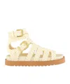 Zimmermann Gleam Buckle-embellished Raffia Sandals
