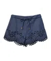 Zimmermann Mahon Broderie Anglaise Denim Shorts In Blue