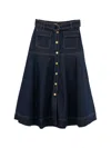 Zimmermann Belted Button-front Skirt In Blue