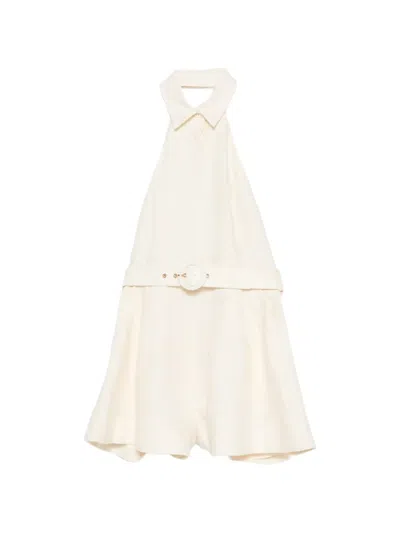 Zimmermann Belted Collar Playsuit In Neutral