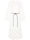 Zimmermann Belted Crochet Midi Dress In White