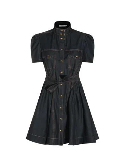 Zimmermann Belted Denim Dress In Blue