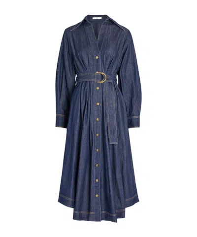 Zimmermann Belted Denim Midi Shirt Dress In Blue