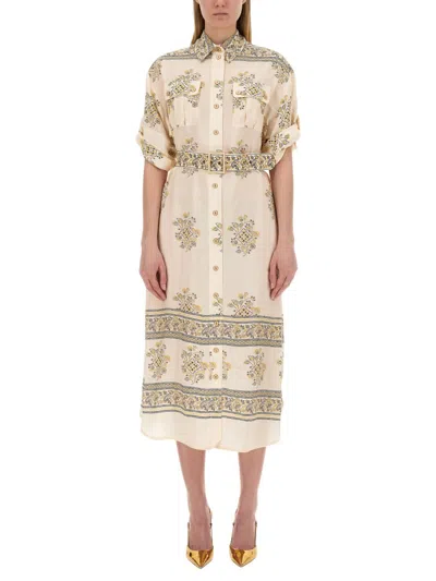 Zimmermann Belted Dress In Ivory