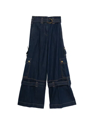 Zimmermann Belted Flap-pockets Jeans In Blue