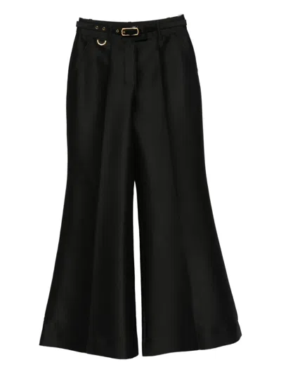 Zimmermann Belted Flared Trousers In Black