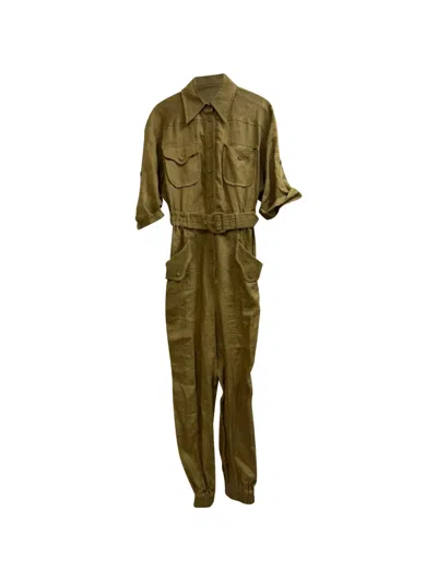 Pre-owned Zimmermann Belted Jumpsuit In Green