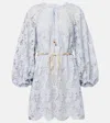 Zimmermann Womens Powder Blue Coco Balloon Sleeve Lace Mini Dress Xs In Blue