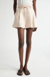 Zimmermann Crush Linen Tuck Short In Cream In Pink