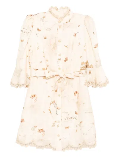 Zimmermann Appliqué Mini Dress In Neutral