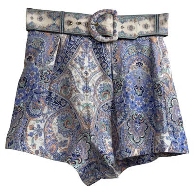 Zimmermann Belted Paisley-print Shorts In Multicolor Linen