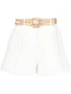 Zimmermann Belted Pleated Cotton Shorts In White