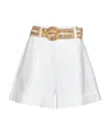 Zimmermann Belted Pleated Cotton Shorts In White