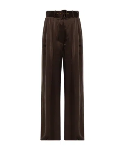 Zimmermann Belted Pleated Wide-leg Pants In Multi