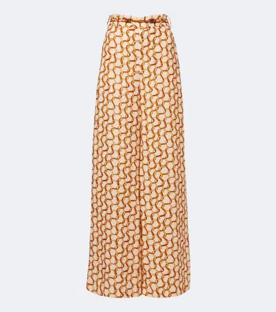 Zimmermann Belted Printed Linen Wide-leg Pants In Multi
