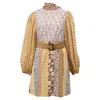 Zimmermann Belted Printed Mini Dress In Multicolor Linen In Multi