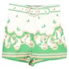 Zimmermann Belted Printed Shorts In Multicolor Linen In Multi