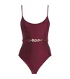 Zimmermann Belted Scoop-neck Awaken Swimsuit In Burgundy