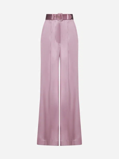 ZIMMERMANN BELTED SILK TROUSERS