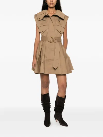 Zimmermann Belted Sleeveless Mini Dress In Brown