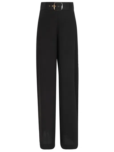 Zimmermann High Waist Silk Wide Leg Trousers In Black